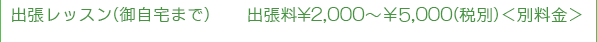 出張レッスン(御自宅まで出張)  出張料\2,000～￥5.000(税込)＜別料金＞